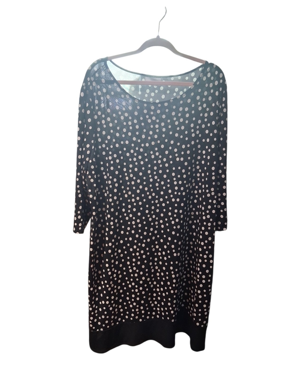 Avenue Black & White Polka Dot Long Sleeve Midi Dress